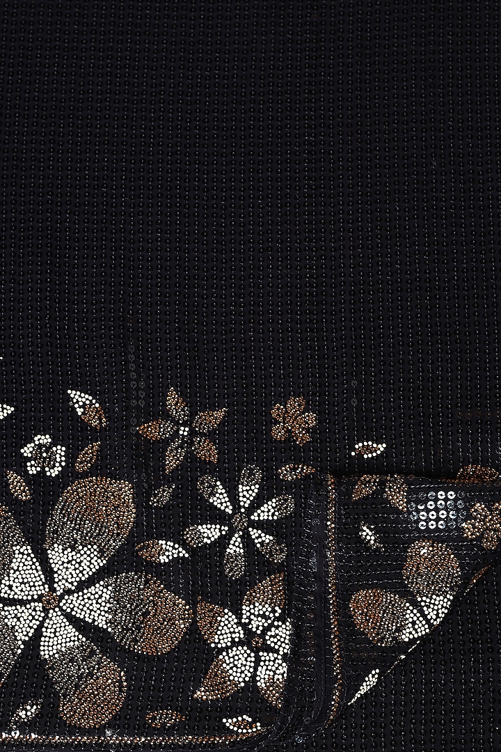 Black Georgette Embroidered Party Wear Saree Set by Two Sisters By Gyans at Pernia's Pop Up Shop