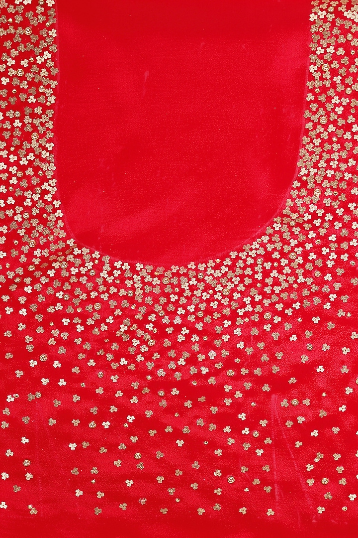 Red Chinon Hand Embroidered Wedding Saree Set by Two Sisters By Gyans at Pernia's Pop Up Shop