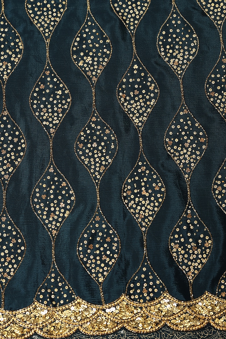 Teal Blue Chinon Embroidered Party Wear Saree Set by Two Sisters By Gyans at Pernia's Pop Up Shop