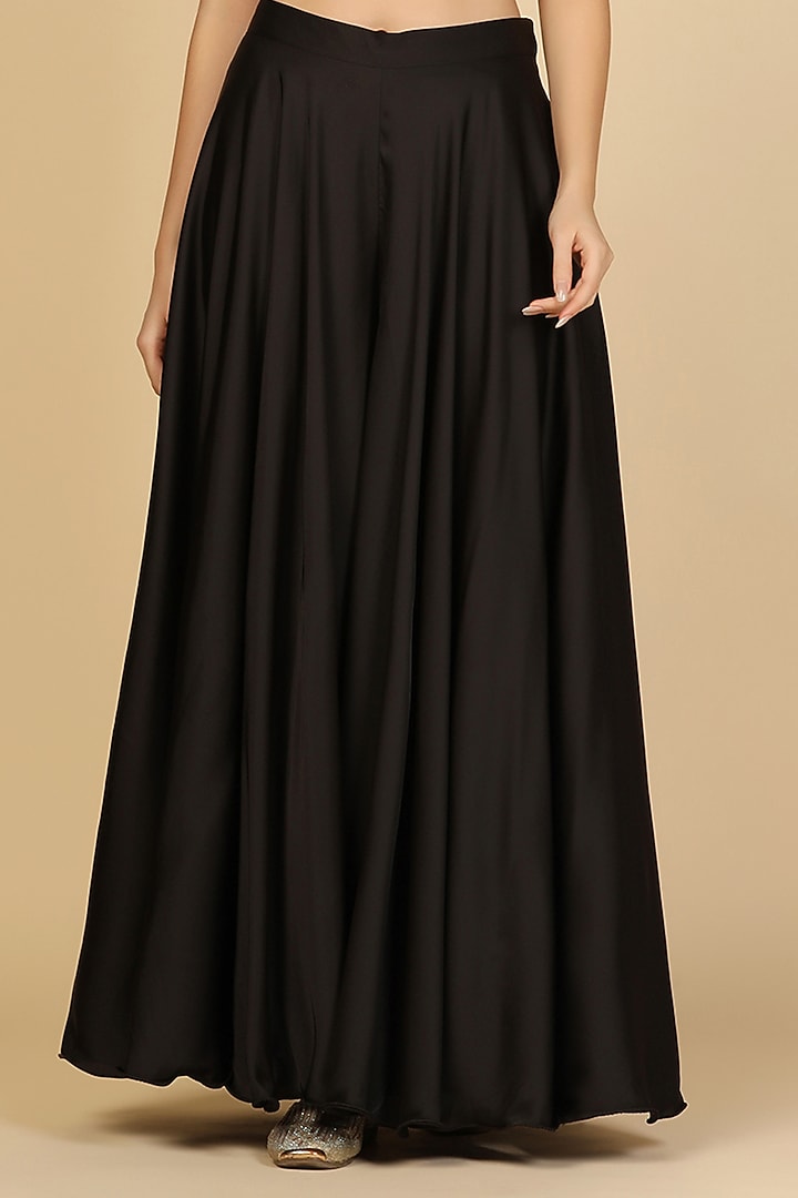 Black Satin Wedding Sharara Set by Two Sisters By Gyans at Pernia's Pop Up Shop