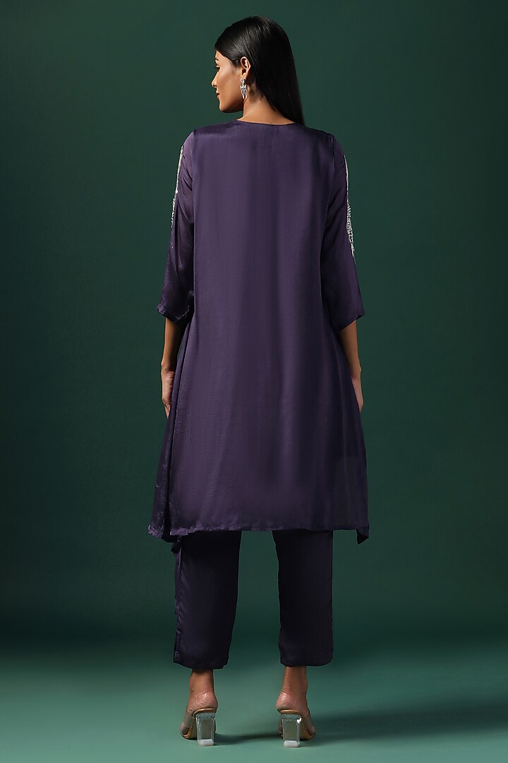 Purple Georgette Cutdana Embroidered Kurta Set by Two Sisters By Gyans at Pernia's Pop Up Shop