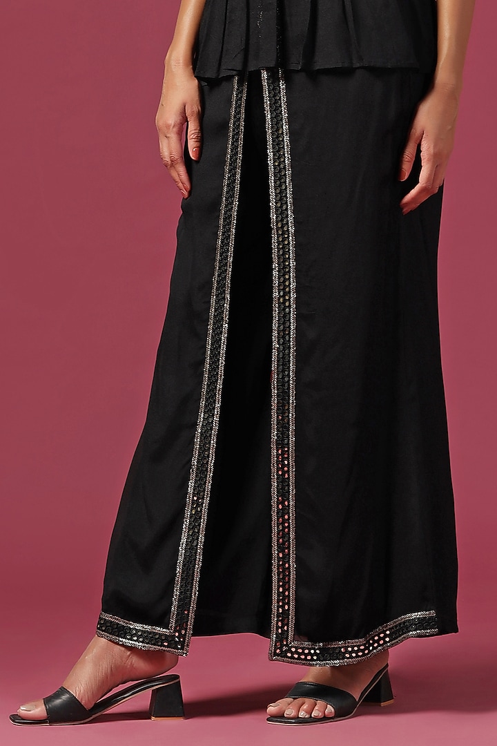 Black Georgette Sequin Embroidered Kaftan Set by Two Sisters By Gyans at Pernia's Pop Up Shop