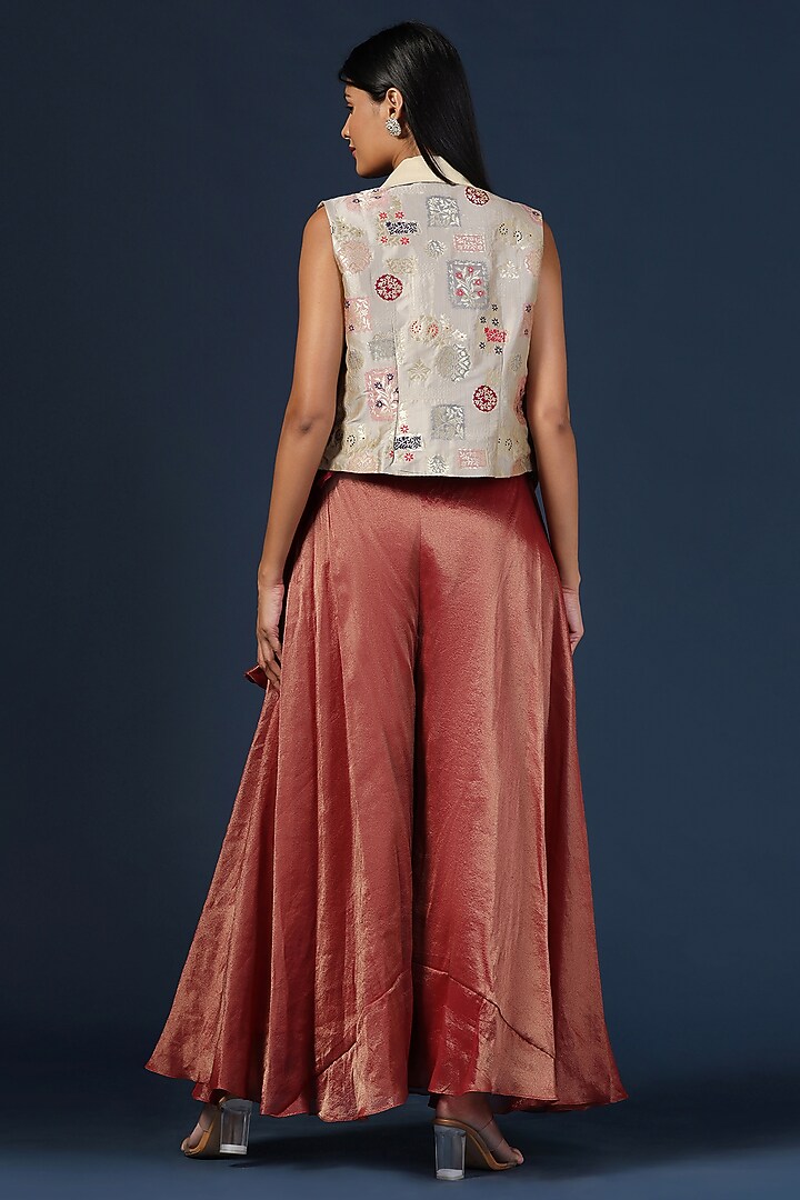 Maroon Georgette Resham Embroidered Pant Set by Two Sisters By Gyans at Pernia's Pop Up Shop