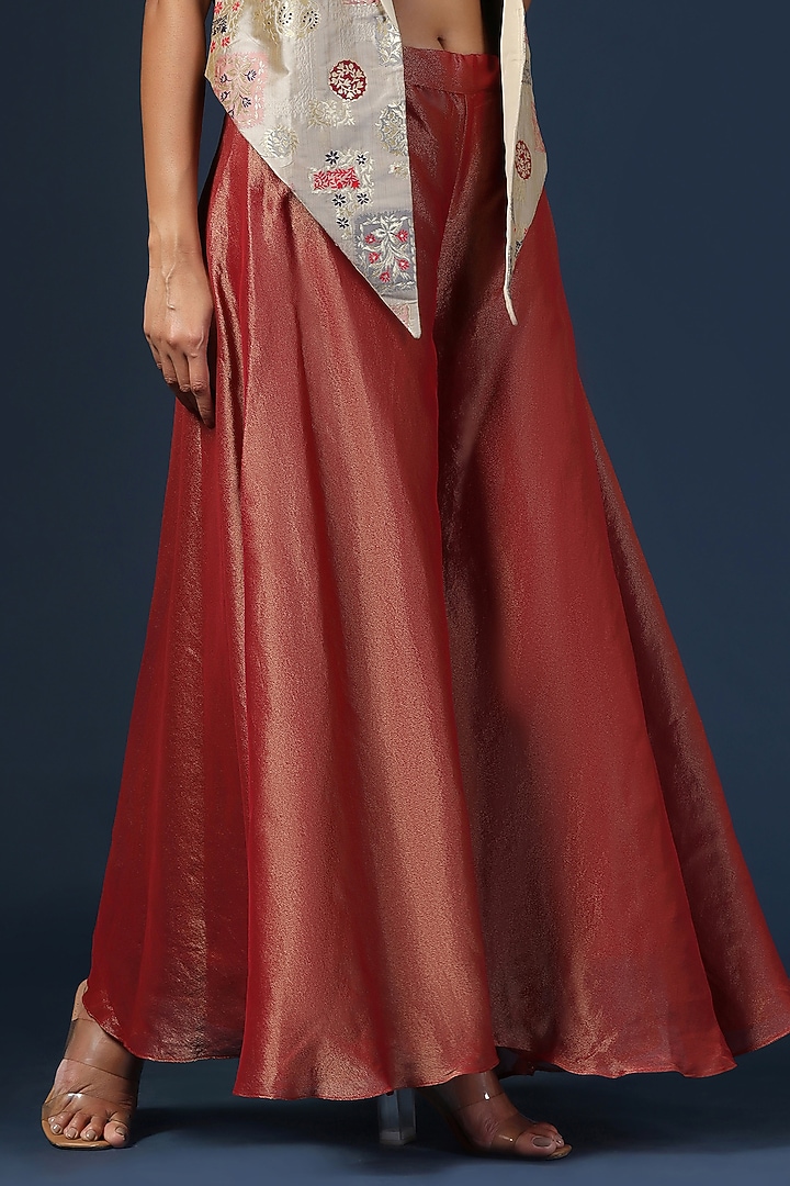 Maroon Georgette Resham Embroidered Pant Set by Two Sisters By Gyans at Pernia's Pop Up Shop