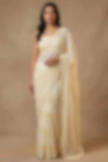 Yellow Dual Shaded Georgette Sequin Embroidered Party Wear Saree Set by Two Sisters By Gyans at Pernia's Pop Up Shop
