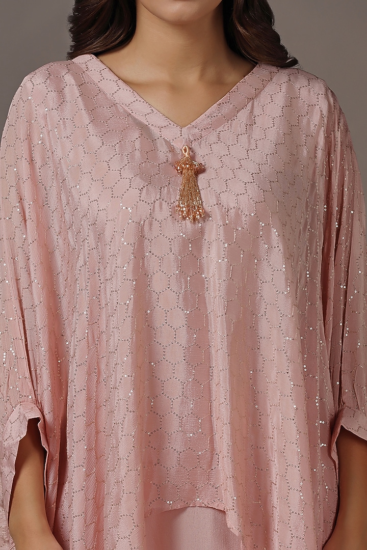 Pink Diamond Chiffon Kaftan Set by Two Sisters By Gyans at Pernia's Pop Up Shop