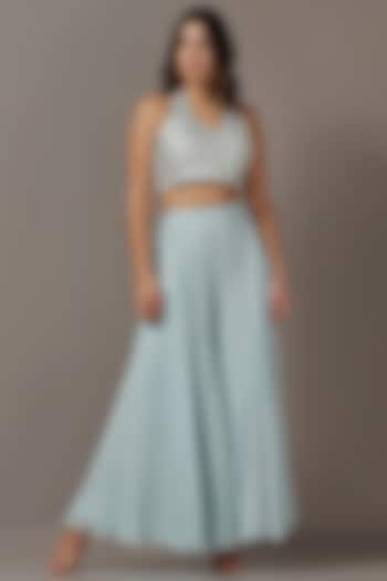 Powder Blue Georgette Party Wear Sharara Set by Two Sisters By Gyans at Pernia's Pop Up Shop