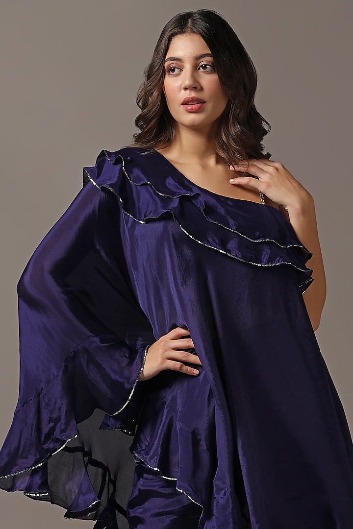 Blue Silk Georgette Co-Ord Set by Two Sisters By Gyans at Pernia's Pop Up Shop