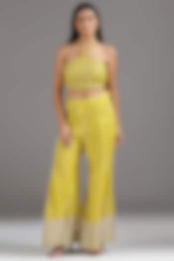 Yellow Silk Sequin Embroidered Wedding Sharara Set by Two Sisters By Gyans at Pernia's Pop Up Shop