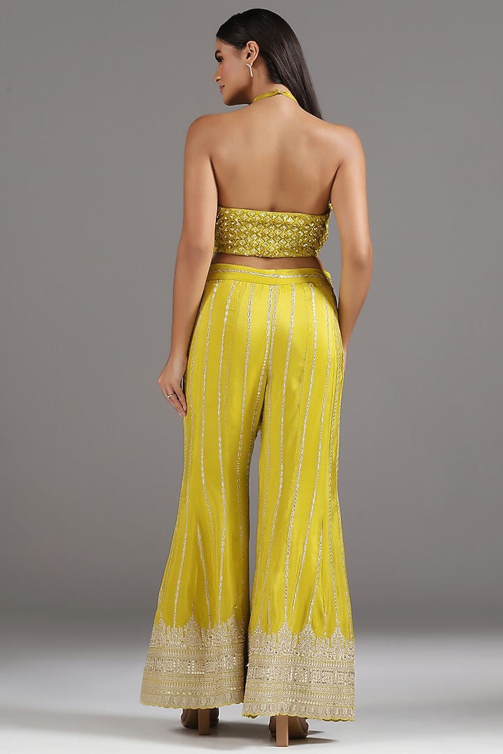 Yellow Silk Sequin Embroidered Wedding Sharara Set by Two Sisters By Gyans at Pernia's Pop Up Shop