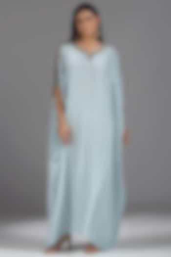 Powder Blue Crepe Bead & Sequin Embroidered Kaftan by Two Sisters By Gyans at Pernia's Pop Up Shop
