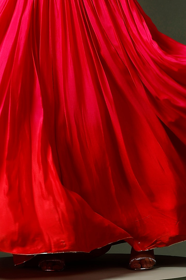 Pink & Red Ombre Chinon Hand Embellished Lehenga Set by Two Sisters By Gyans at Pernia's Pop Up Shop