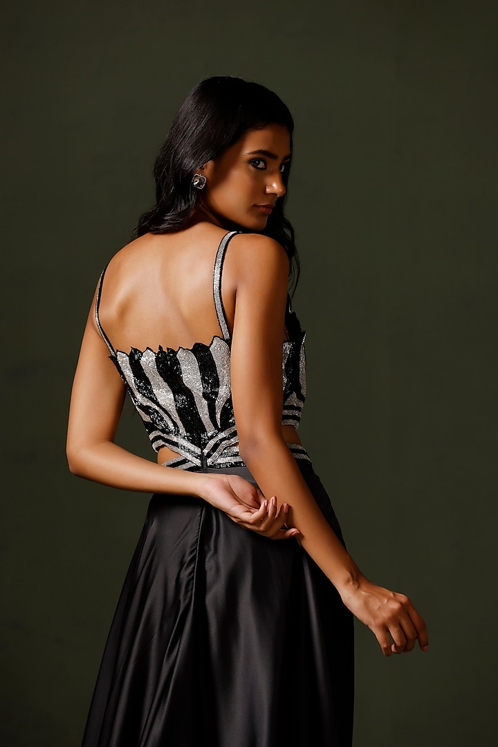 Beautiful Satin-Silk hand embroidered gown.