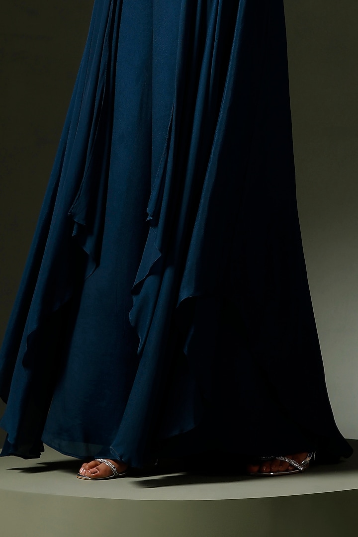 Midnight Blue Chinon Co-Ord Set by Two Sisters By Gyans at Pernia's Pop Up Shop