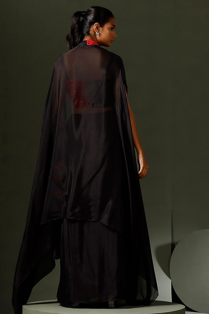 Black Chinon Cape Set by Two Sisters By Gyans at Pernia's Pop Up Shop