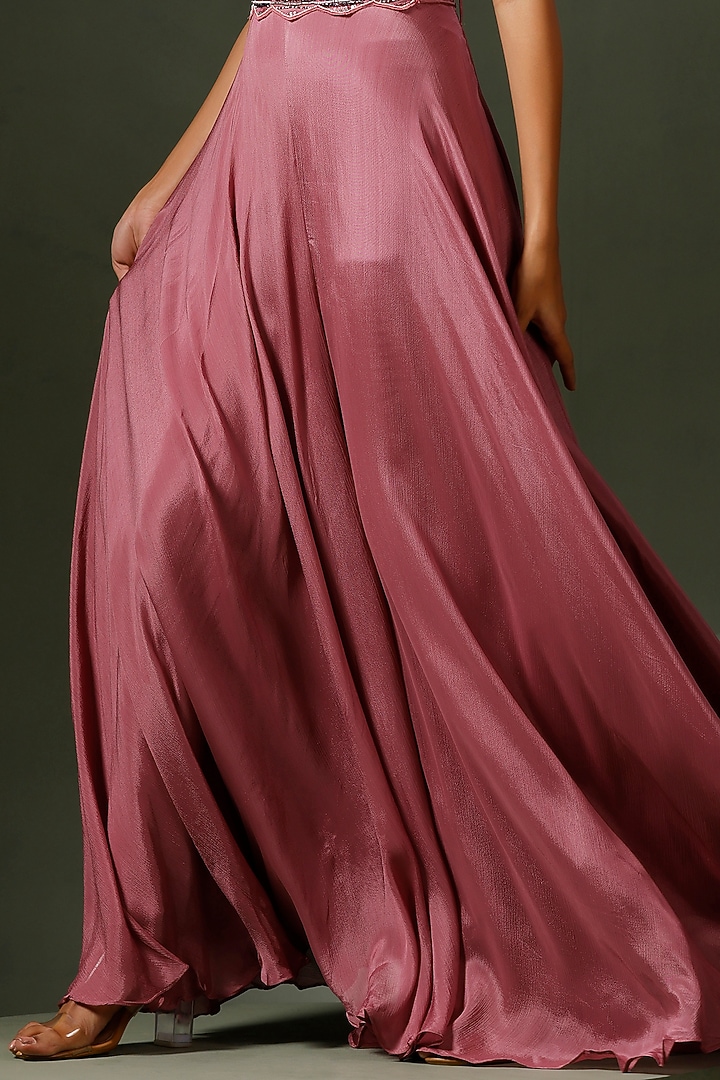 Mauve Chinon Hand Embellished Jumpsuit by Two Sisters By Gyans at Pernia's Pop Up Shop