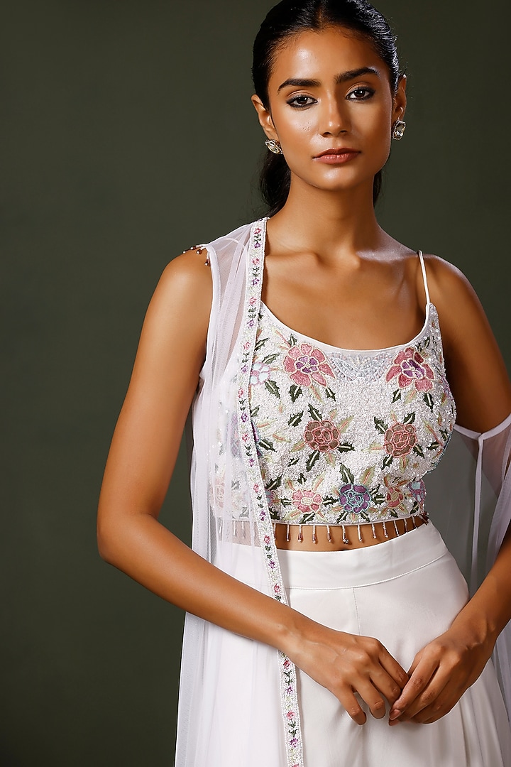 White Net Cape Set by Two Sisters By Gyans at Pernia's Pop Up Shop