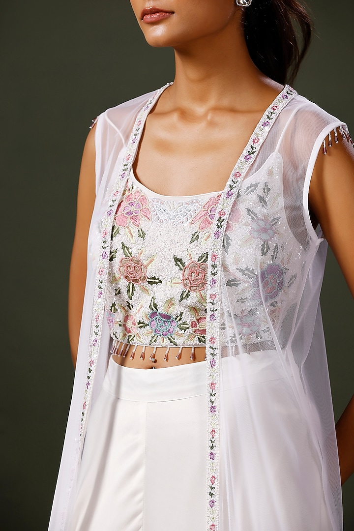 White Net Cape Set by Two Sisters By Gyans at Pernia's Pop Up Shop