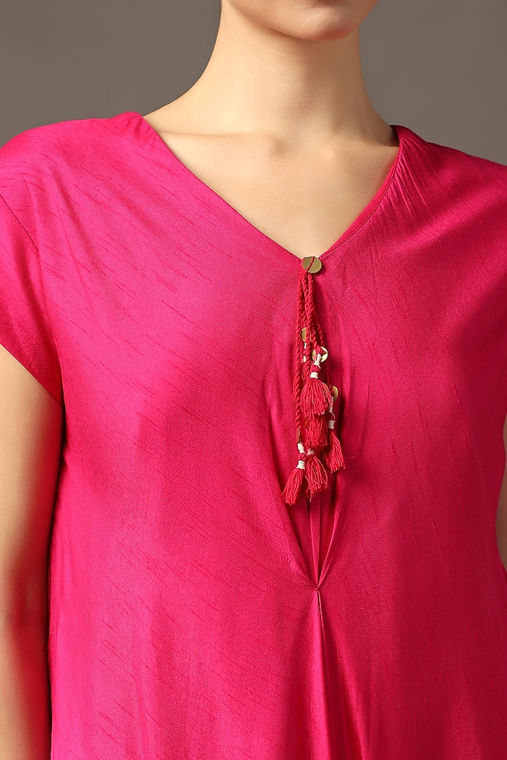Pink & Off-White Silk Ombre High-Low Summer Dress by Two Sisters By Gyans at Pernia's Pop Up Shop