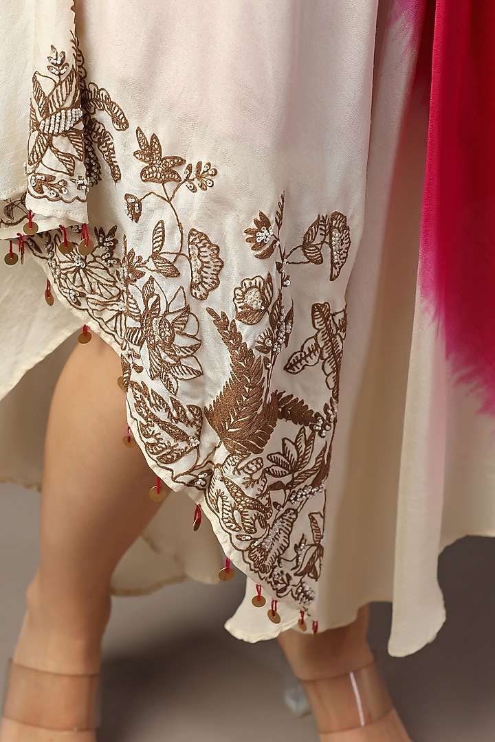 Pink & Off-White Silk Ombre High-Low Summer Dress by Two Sisters By Gyans at Pernia's Pop Up Shop