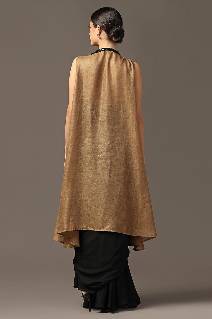 Black Chiffon Draped Skirt Set by Two Sisters By Gyans at Pernia's Pop Up Shop