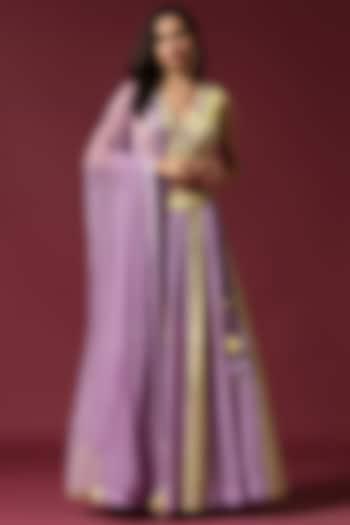 Lilac & Lime Georgette Kalidar Wedding Lehenga Set by Two Sisters By Gyans at Pernia's Pop Up Shop