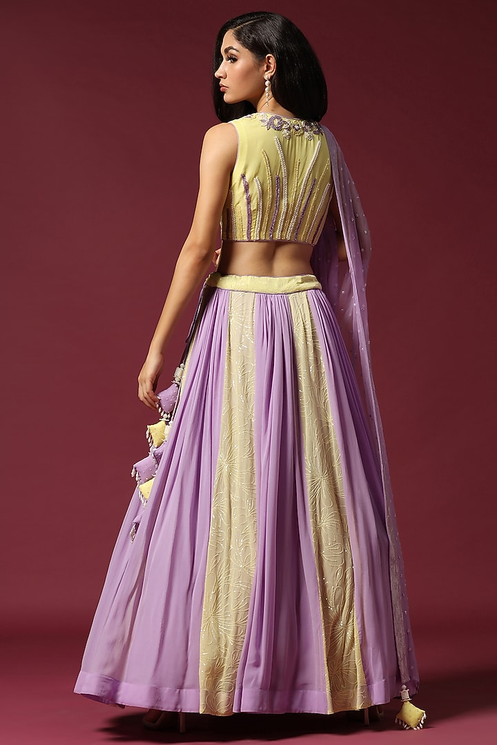 Lilac & Lime Georgette Kalidar Wedding Lehenga Set by Two Sisters By Gyans at Pernia's Pop Up Shop