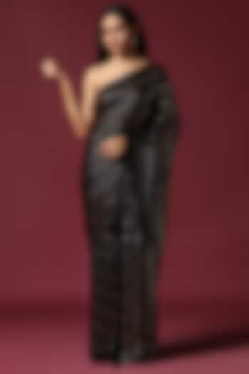 Black Georgette Sequins Work Saree Set by Two Sisters By Gyans at Pernia's Pop Up Shop