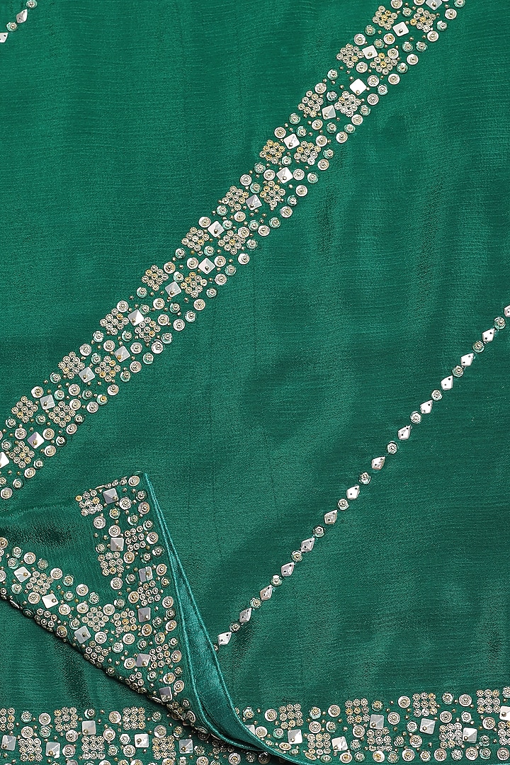 Green Georgette Hand Embroidered Wedding Saree Set by Two Sisters By Gyans at Pernia's Pop Up Shop