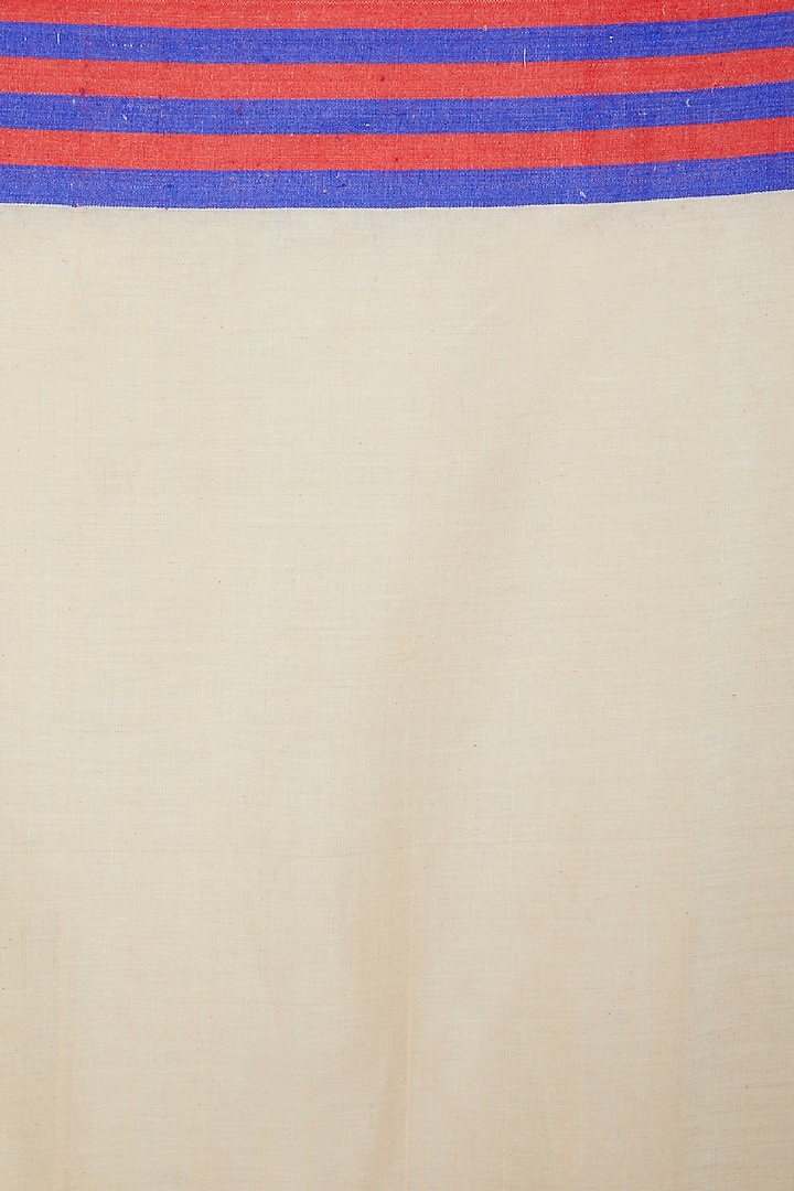 Blue & Red Striped Silk Cotton Party Wear Saree Set With Motifs of Meghalaya by The Silk Chamber at Pernia's Pop Up Shop