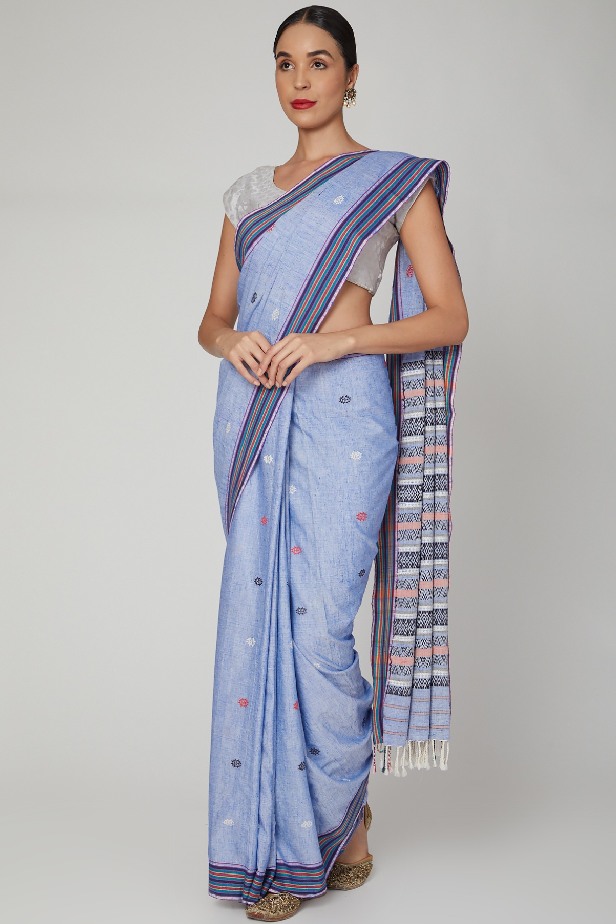 Buy Gangubai Kathiawadi Block Printed White Cotton Saree | KARAGIRI –  Karagiri