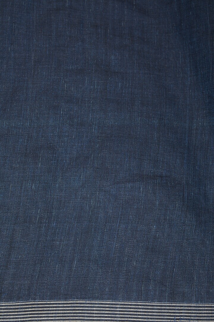 Indigo Blue Dyed Silk Festive Saree Set With Bodo Tribal Motifs by The Silk Chamber at Pernia's Pop Up Shop