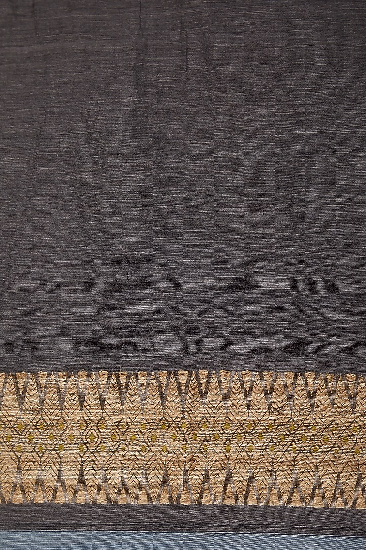 Inknut Grey Dyed Silk Party Wear Saree Set with Bodo Tribal Motifs by The Silk Chamber at Pernia's Pop Up Shop
