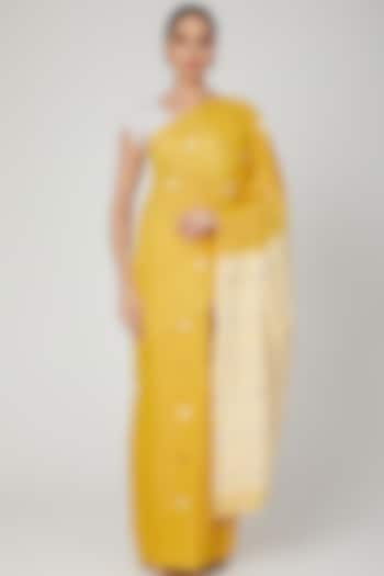 Tumeric Yellow Dyed Saree Set by The Silk Chamber
