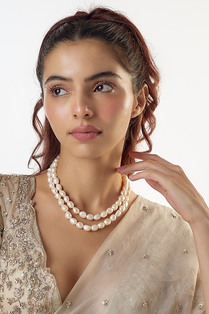 White Baroque Pearl Necklace by The Style Closet