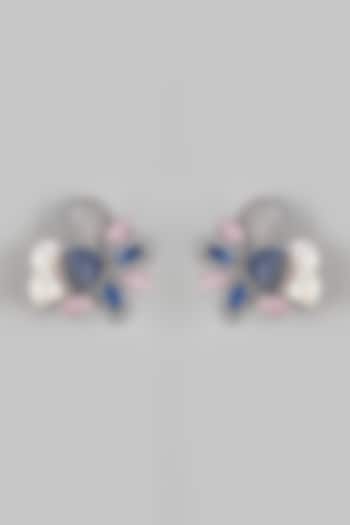 White Finish Zircon & Baroque Pearl Stud Earrings by The Style Closet at Pernia's Pop Up Shop