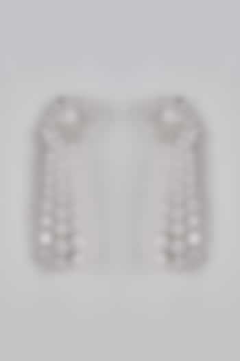 White Finish Diamond Dangler Earrings by The Style Closet