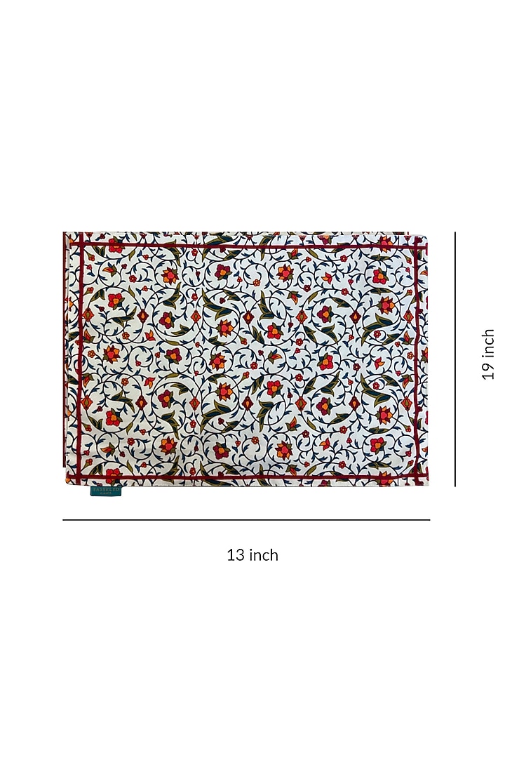 White Poly Duck & Silk Dupion Floral Printed Placemats Set by Tasseled Home at Pernia's Pop Up Shop