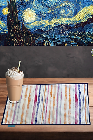 Multi-Colored Velvet & Silk Dupion Abstract Printed Placemats Set by Tasseled Home