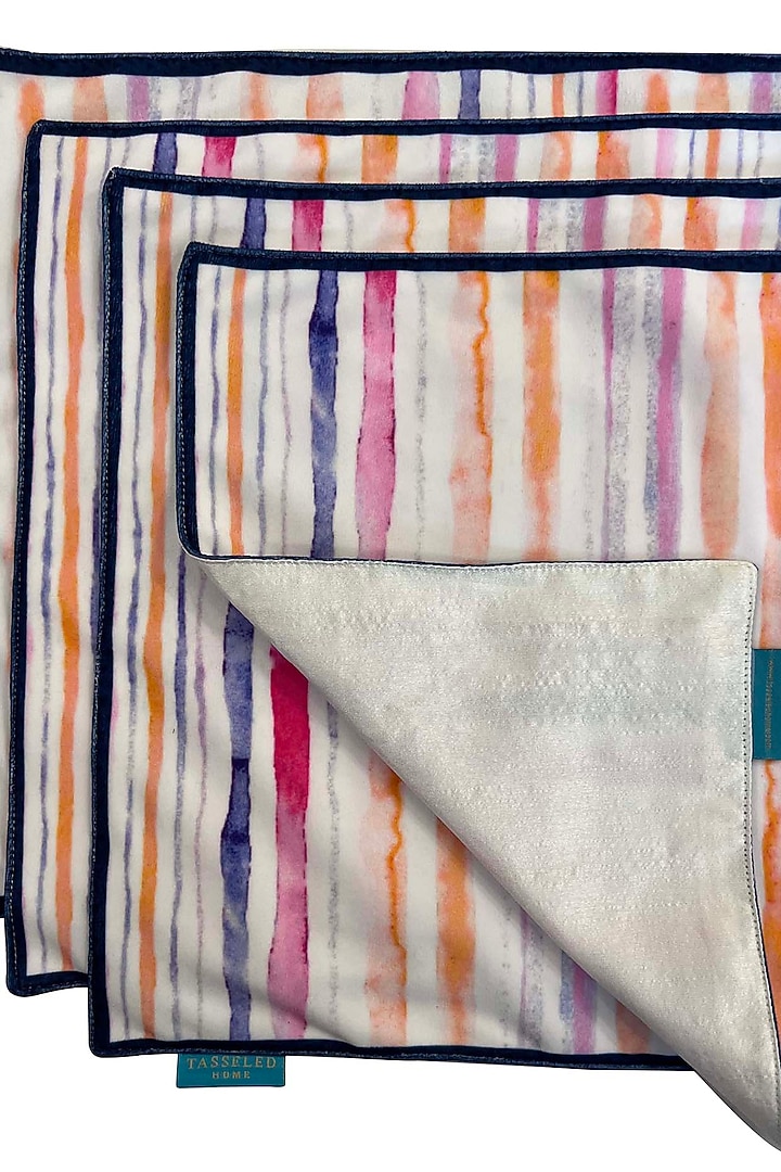 Multi-Colored Velvet & Silk Dupion Abstract Printed Placemats Set by Tasseled Home at Pernia's Pop Up Shop
