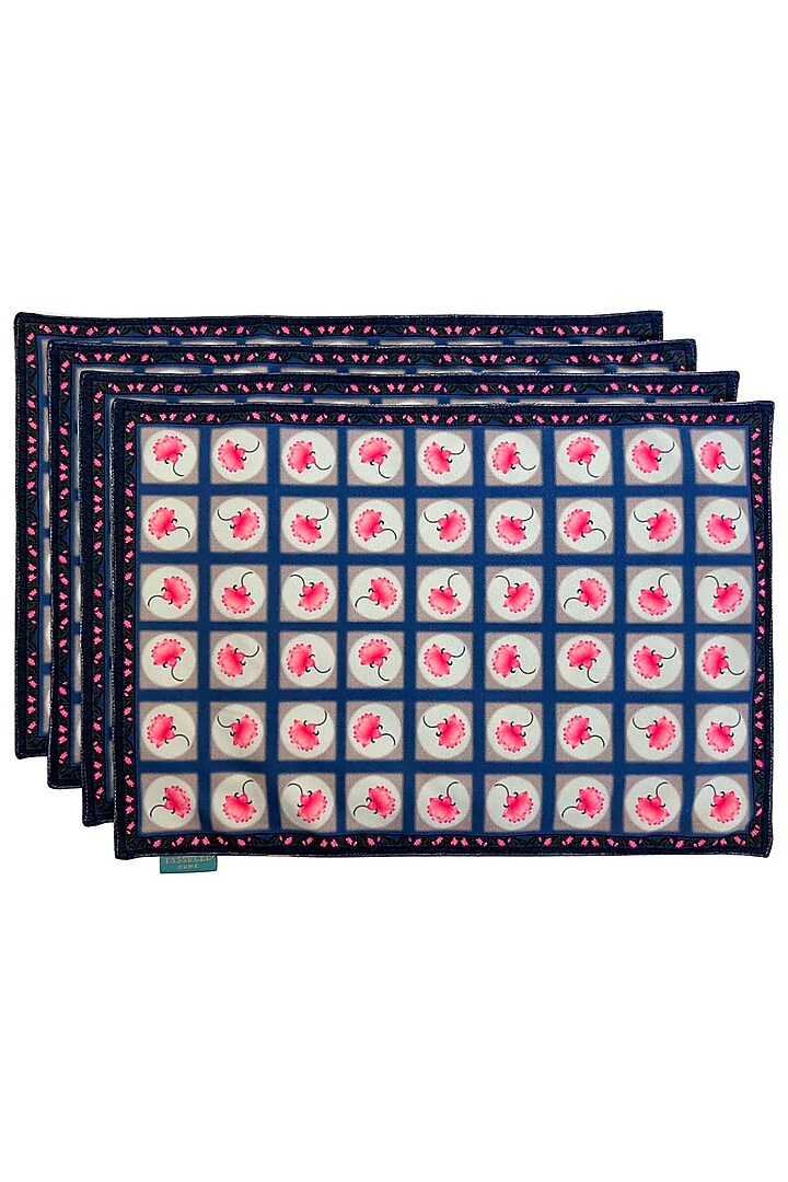 Blue Velvet & Silk Dupion Printed Placemats Set by Tasseled Home at Pernia's Pop Up Shop