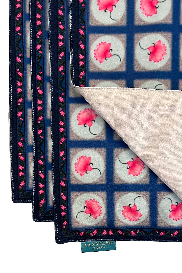 Blue Velvet & Silk Dupion Printed Placemats Set by Tasseled Home at Pernia's Pop Up Shop