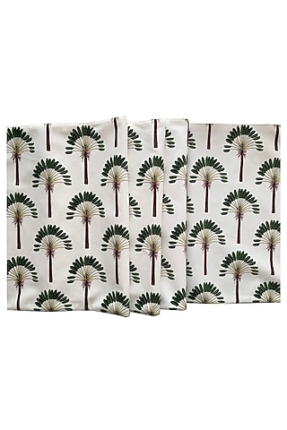 White Velvet & Silk Dupion Floral Printed Placemats Set by Tasseled Home