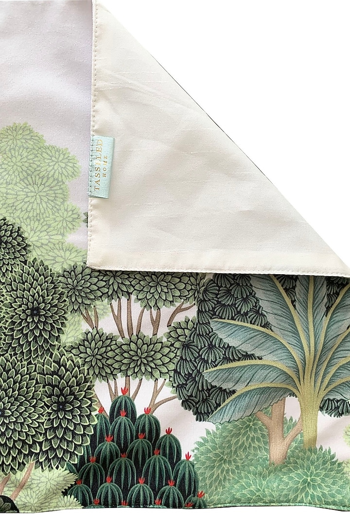 White Velvet & Silk Dupion Floral Printed Placemats Set by Tasseled Home at Pernia's Pop Up Shop