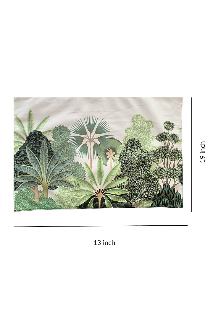 White Velvet & Silk Dupion Floral Printed Placemats Set by Tasseled Home at Pernia's Pop Up Shop