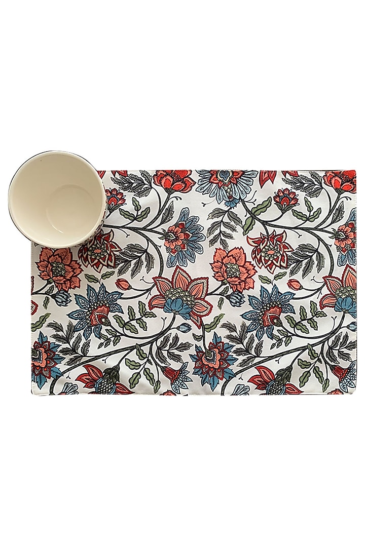 Multi-Colored Poly Duck & Silk Dupion Floral Printed Placemats Set by Tasseled Home