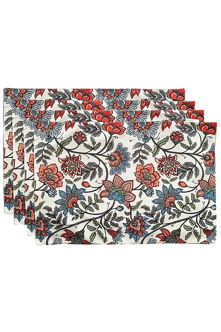 Multi-Colored Poly Duck & Silk Dupion Floral Printed Placemats Set by Tasseled Home at Pernia's Pop Up Shop