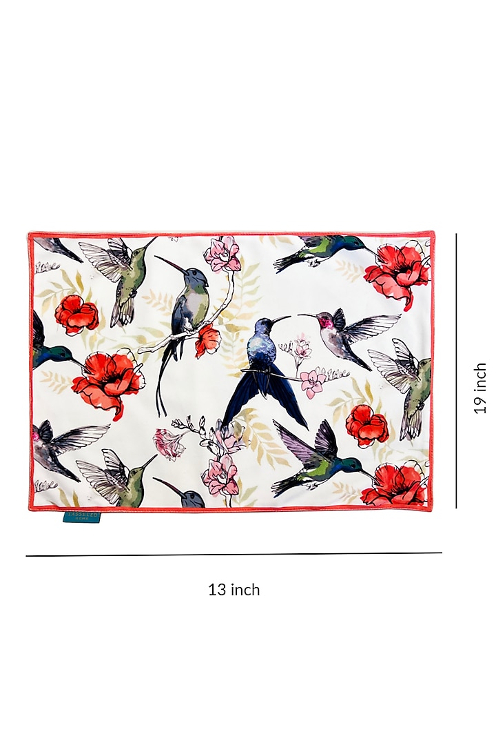White Velvet & Silk Dupion Printed Placemats Set by Tasseled Home at Pernia's Pop Up Shop