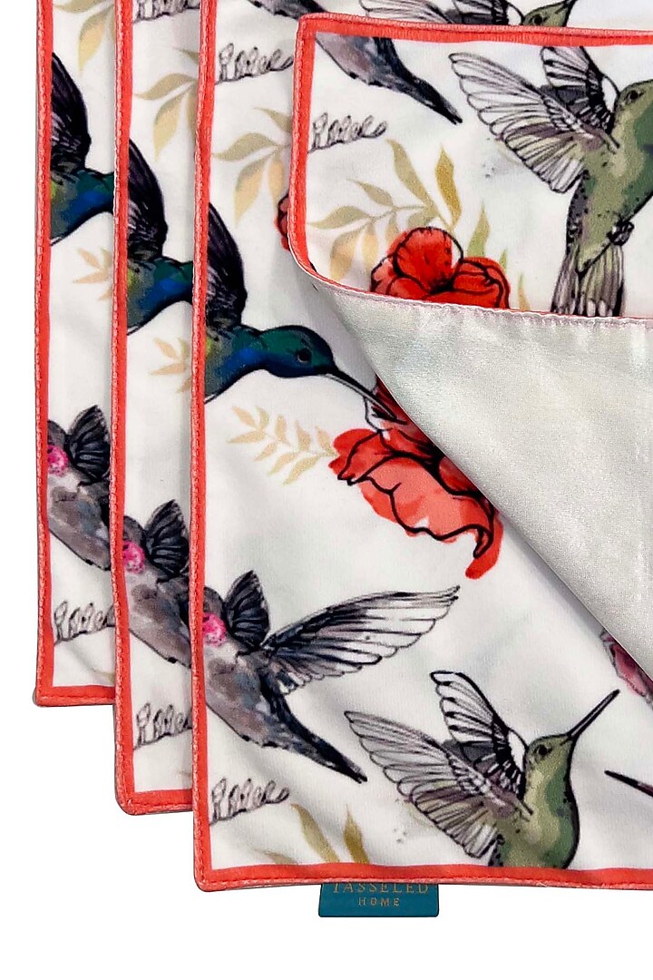 White Velvet & Silk Dupion Printed Placemats Set by Tasseled Home at Pernia's Pop Up Shop