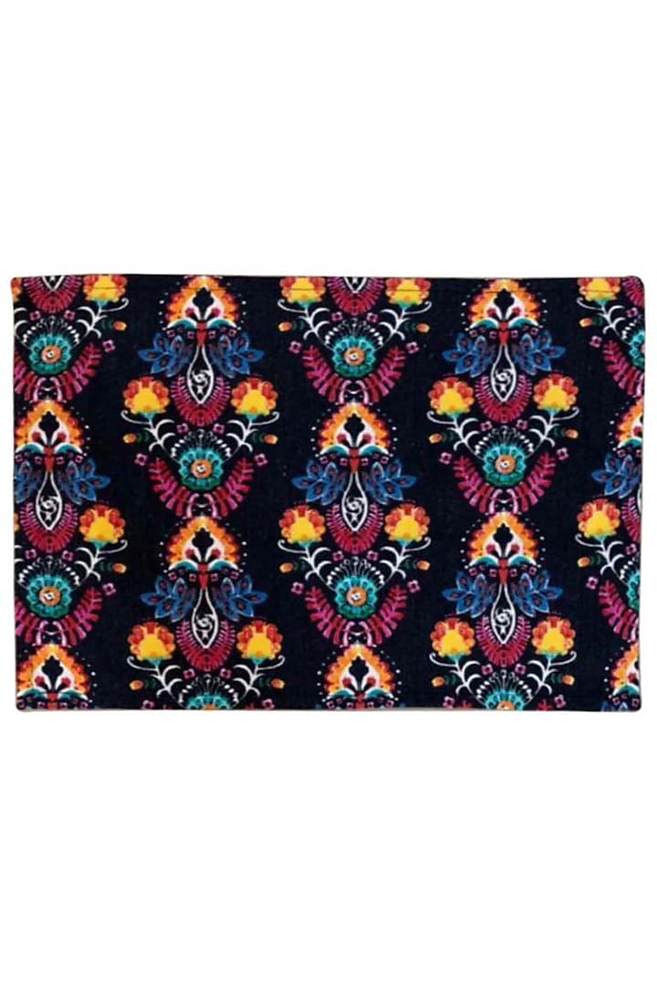 Black Cotton & Cotton Dupion Abstract Printed Placemats Set by Tasseled Home at Pernia's Pop Up Shop